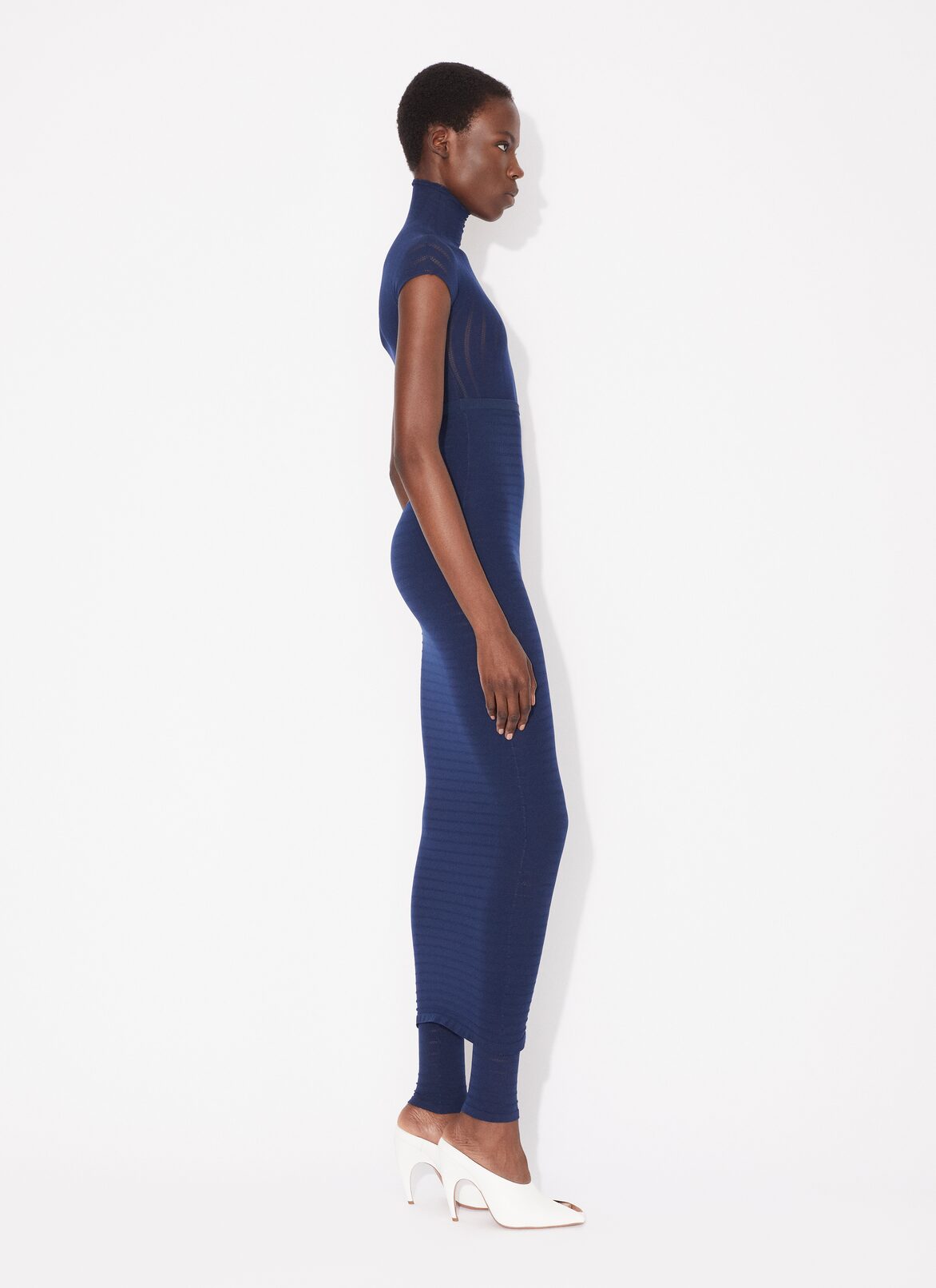 SHEER STRIPES LEGGING ALAÏA BLUE SHEER STRIPES LEGGING